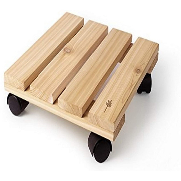 Plastec Indoor Cedar Wood Plant Caddy – Rolling Dolly, 200 lb Capacity, USA, 12"