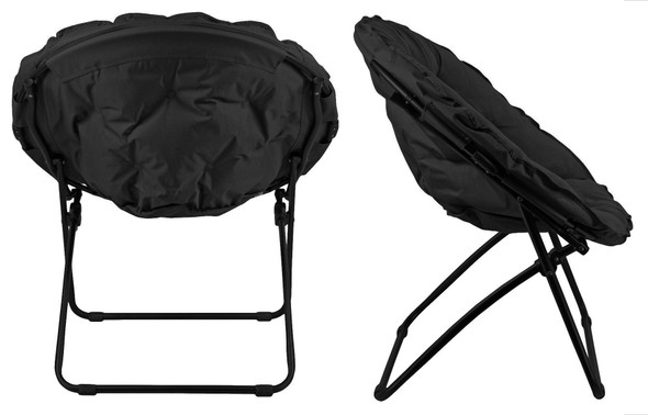Zenithen Round Foldable Padded Dish/Saucer Chair For Game, Bed, Or Living Room, 32", Black (DAMAGED BOX)