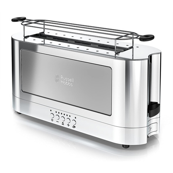 Russell Hobbs Glass Accent Long Toaster, Silver & Stainless Steel, 2-Slice