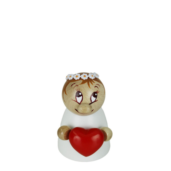 Steinbach Wooden Clumsy Mini Collection, Valentine with Daisy Wreath, 4.7"