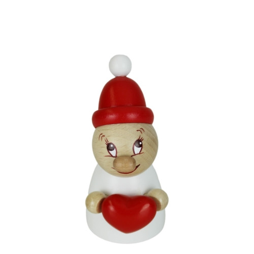 Steinbach Wooden Clumsy Mini Collection, Valentine with Red Heart and Wooden Beanie, 4.7"