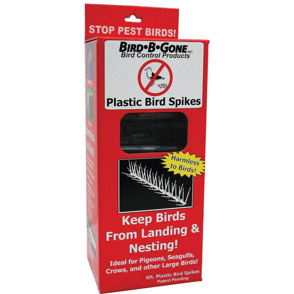 Bird B Gone Humane Plastic Bird Spikes, 5” x 6" (W x L) – Large Bird Repellant