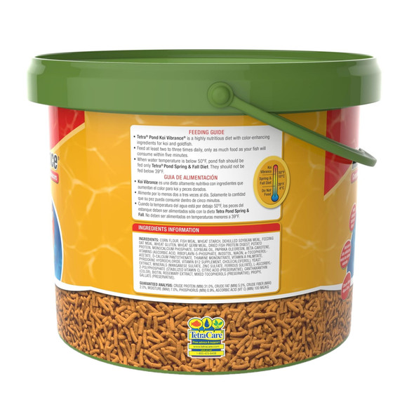 TetraPond Koi Vibrance Premium Nutrition Fish Food with Color Enhancers, 3.08lbs Bucket
