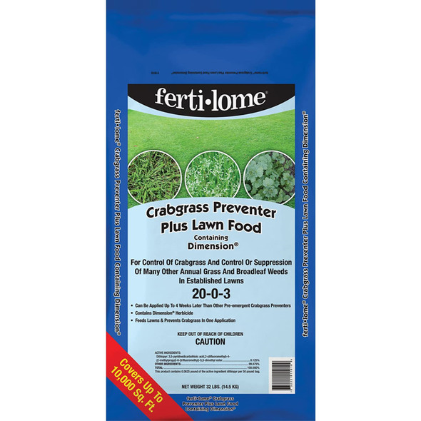 Fertilome Crabgrass Preventer Plus 20-0-3 Lawn Food with Dimension, 32lbs