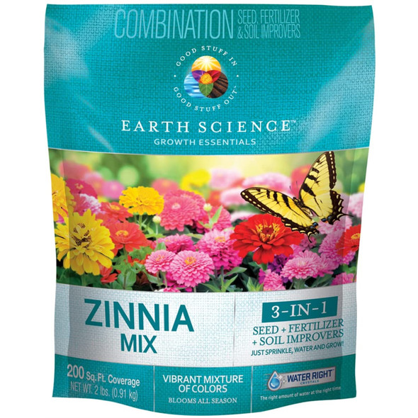 Earth Science Grown Essentials Zinnia Mix, 3-in-1 Formula - 2# bag
