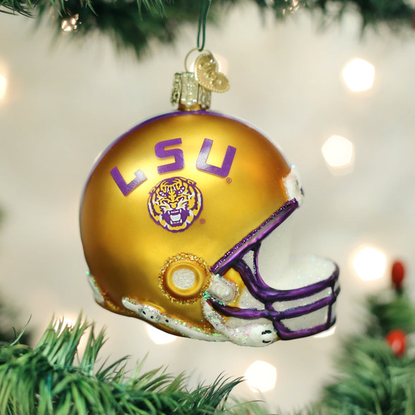 Old World Christmas Blown Glass Christmas Ornament, Louisiana State University Helmet