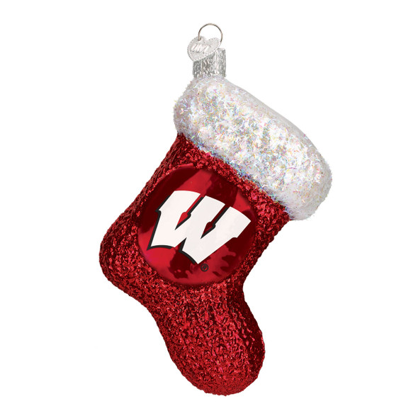 Old World Christmas Glass Blown Ornament, University of Wisconsin Stocking (With OWC Gift Box)