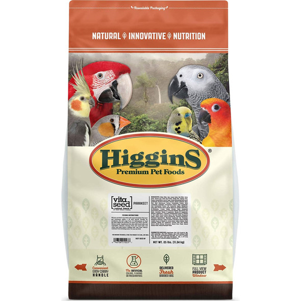 Higgins Premium Pet Foods Vita Seed Natural Blend for Parakeet, 25lbs