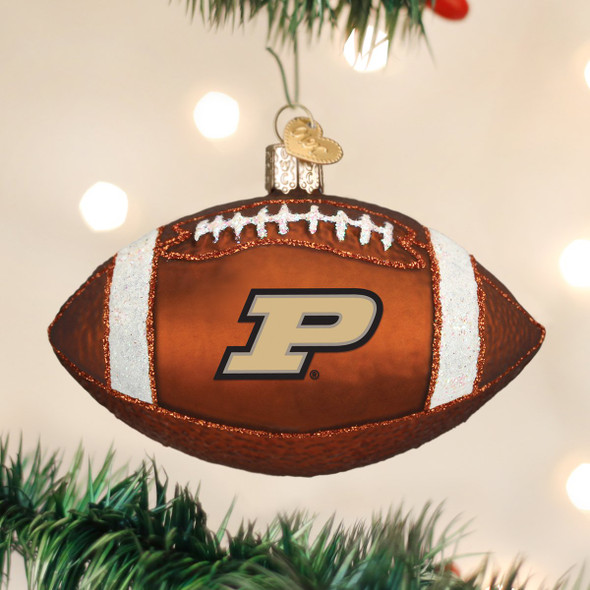 Old World Christmas Glass Tree Ornament, Purdue University Football (With OWC Gift Box)