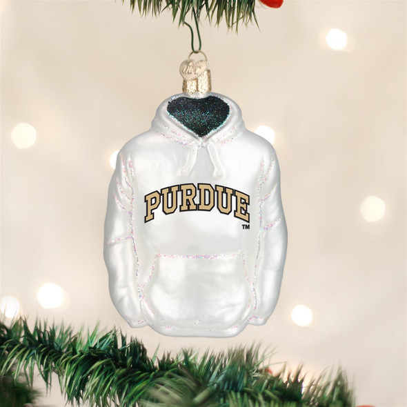 Old World Christmas Blown Glass Ornament for Christmas Tree, Purdue Hoodie