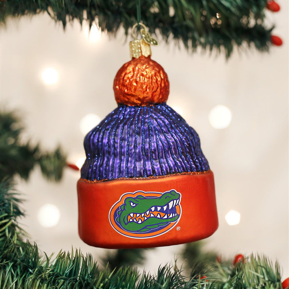 Old World Christmas Blown Glass Ornament for Christmas Tree, Florida Gators Beanie