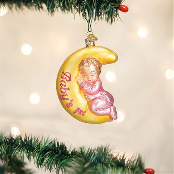 Old World Christmas Glass Blown Christmas Ornament, Baby's 1st, Dreamtime Girl (With OWC Gift Box)