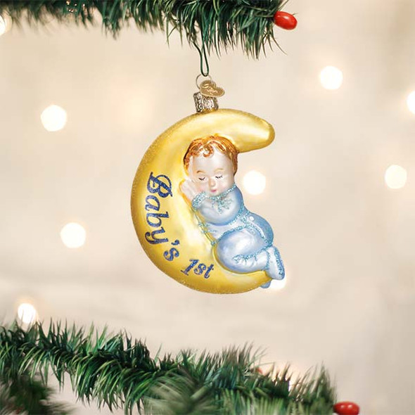 Old World Christmas Glass Blown Tree Ornament, Baby's 1st, Dreamtime Boy (With OWC Gift Box)