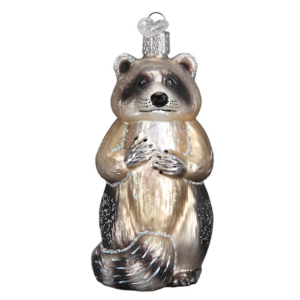 Old World Christmas Glass Blown Christmas Ornament, Racoon (With OWC Gift Box)