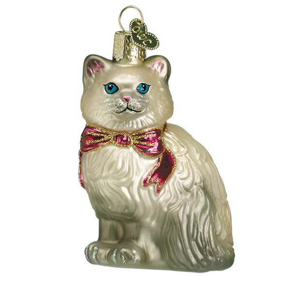 Old World Christmas Hanging Glass Tree Ornament, Grey Himalayan Kitty (With OWC Gift Box) Old World Christmas Hanging Glass Tree Ornament, Grey Himalayan Kitty (With OWC Gift Box)
