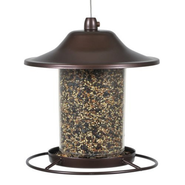 Perky Pet Small Panorama Squirrel Resistant Hanging Bird Feeder, Rustic Brown