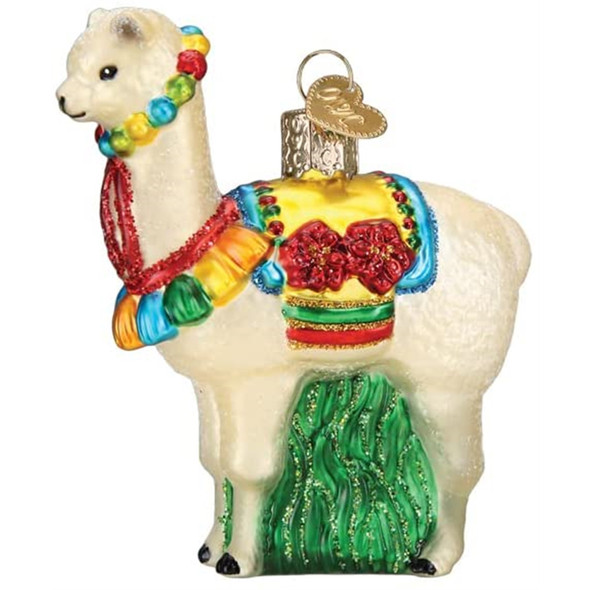 Old World Christmas Glass Blown Christmas Ornament, Festive Alpaca (With OWC Gift Box) Old World Christmas Glass Blown Christmas Ornament, Festive Alpaca (With OWC Gift Box)