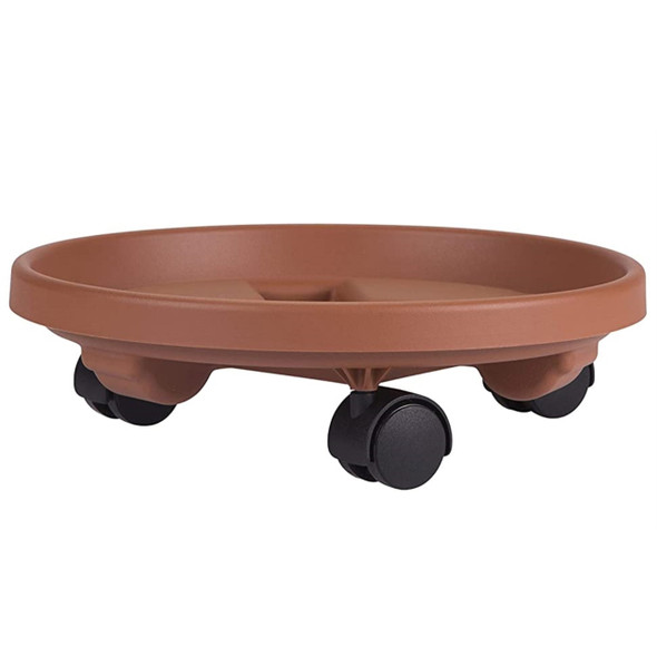 Bloem (#RC95126C) Plant Caddie W/ Saucer Tray & Wheels, Round, Terra Cotta 16"