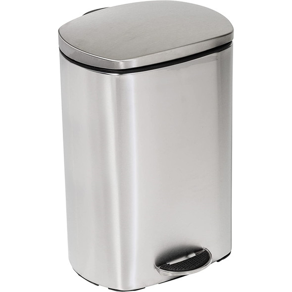 Honey Can Do Rectangular Stainless-Steel Trash Can with Step Pedal, 12L, 11" x 15"