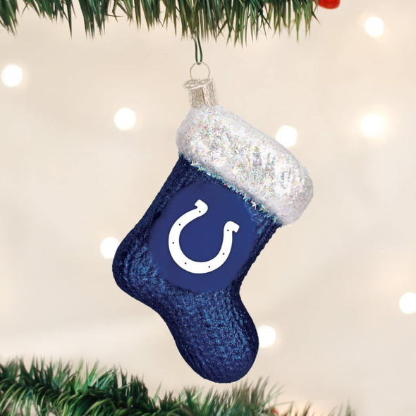 Old World Christmas Glass Blown Ornament For Christmas Tree, Indianapolis Colts Stocking (With OWC Gift Box)