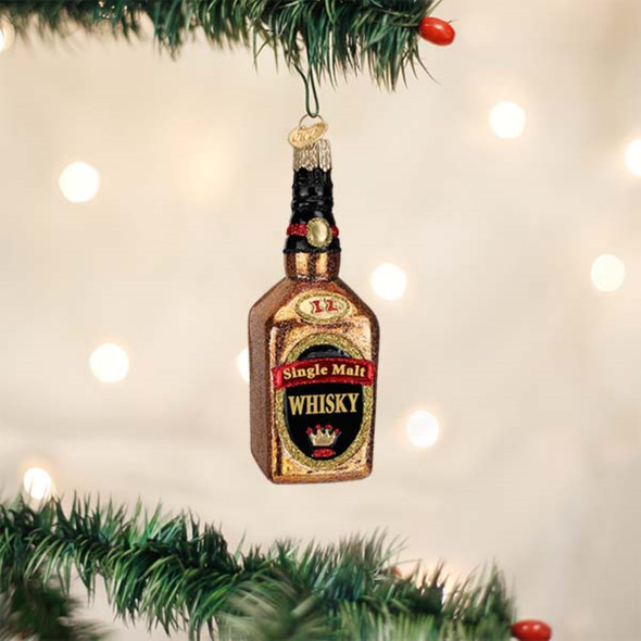 Old World Christmas Glass Blown Ornament, Whisky Bottle (With OWC Gift Box)
