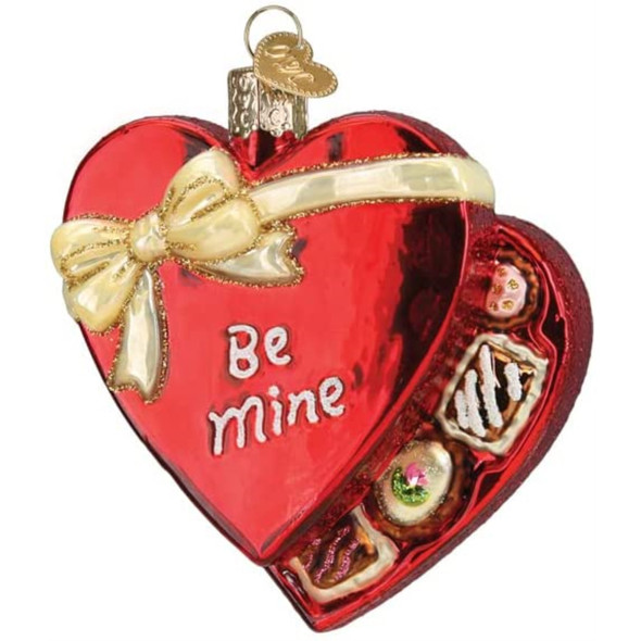Old World Christmas Glass Blown Tree Ornament, Valentine Chocolates (With OWC Gift Box)