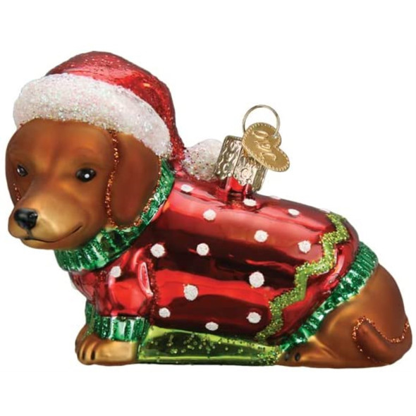 Old World Christmas Blown Glass Ornament for Christmas Tree, Dashing Dachshund Puppy