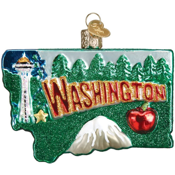 Old World Christmas Glass Blown Ornament for Christmas Tree, State of Washington