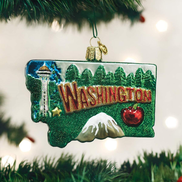 Old World Christmas Glass Blown Ornament for Christmas Tree, State of Washington