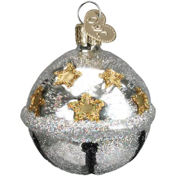 Old World Christmas Glass Blown Tree Ornament, Silver Jingle Bell (With OWC Gift Box)