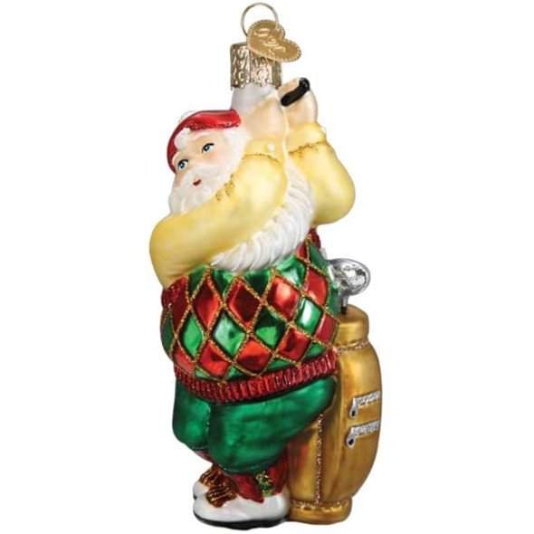 Old World Christmas Glass Blown Tree Ornament, Golfing Santa (With OWC Gift Box)