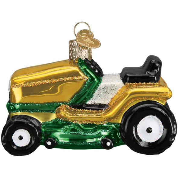 Old World Christmas Glass Blown Tree Ornament, Riding Lawn Mower (With OWC Gift Box)
