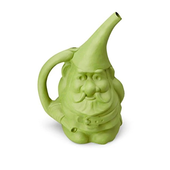 Novelty Indoor Outdoor Plastic Watering Can, Moss Green, Gnome, 1.5 Gallon
