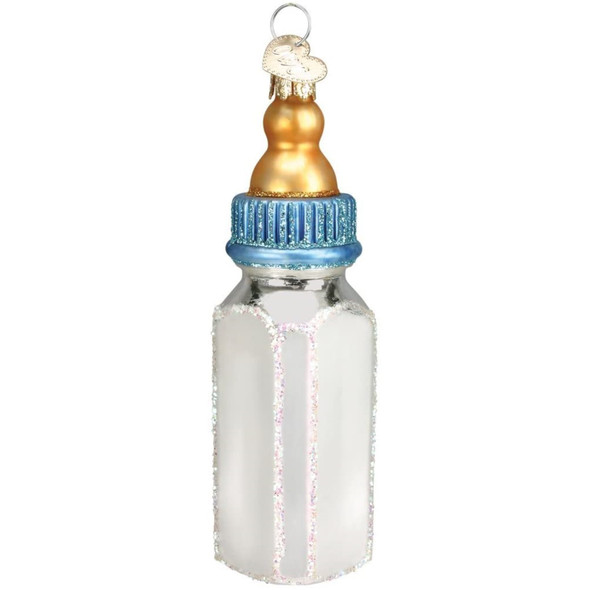 Old World Christmas Glass Blown Ornament for Christmas Tree, Boy Baby Bottle