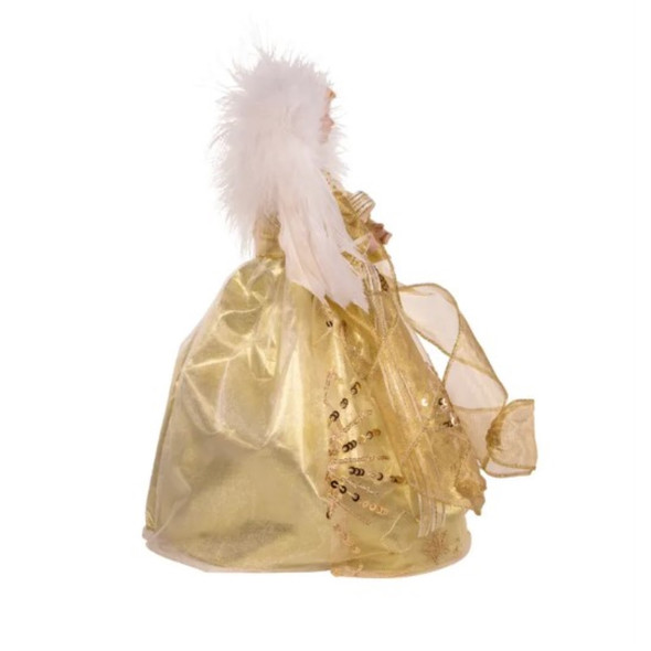 Kurt Adler Battery Operated White and Gold Lighted Angel Treetop 12"