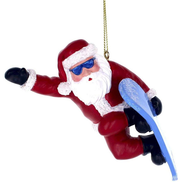 Kurt Adler Resin Ornament for Christmas Tree, Snowboard Santa Kurt Adler Resin Ornament for Christmas Tree, Snowboard Santa