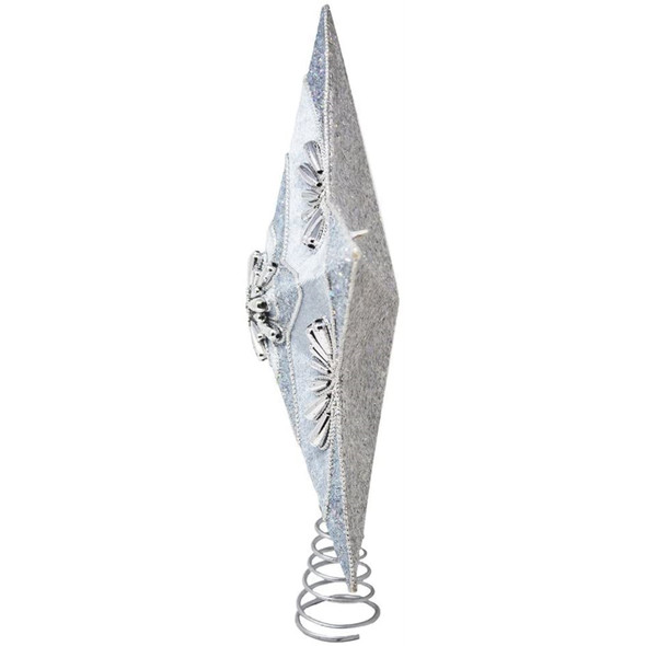 Kurt Adler Blue and Silver Pale Star ChristmasTree Topper, 13.5-Inch