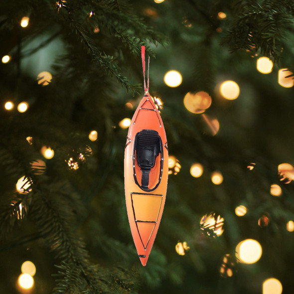 Kurt Adler Resin Kayak Christmas Tree Ornament, Orange, 5"