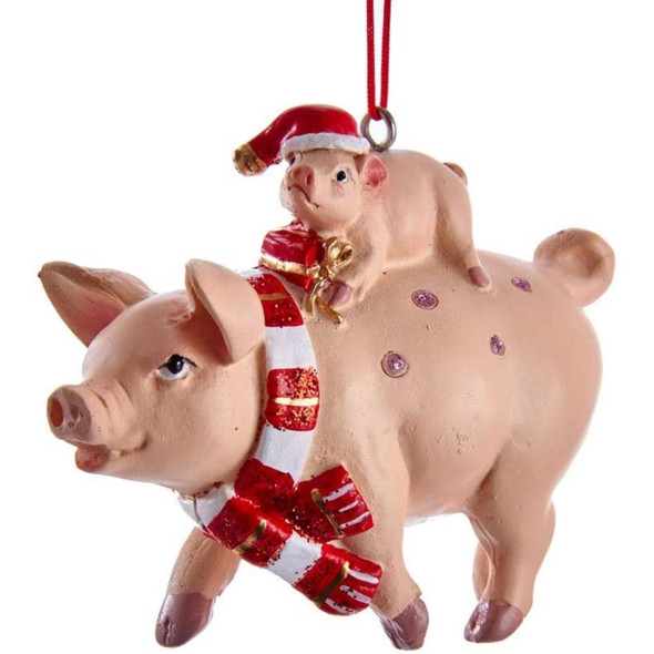 Kurt Adler Resin Ornament for Christmas Tree, Pig and Piglet