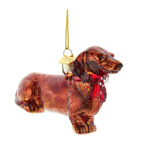 Kurt Adler Noble Gems Glass Ornament for Christmas Tree, Dachshund