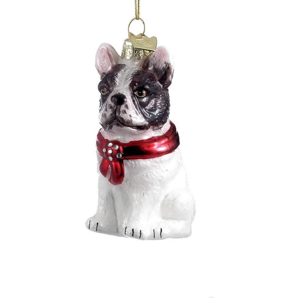 Kurt Adler Noble Gems Glass Christmas Tree Ornament, French Bulldog