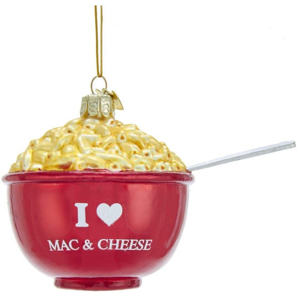Kurt Adler Noble Gems Glass Ornament for Christmas Tree, "I Love Mac & Cheese"