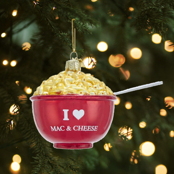 Kurt Adler Noble Gems Glass Ornament for Christmas Tree, "I Love Mac & Cheese"