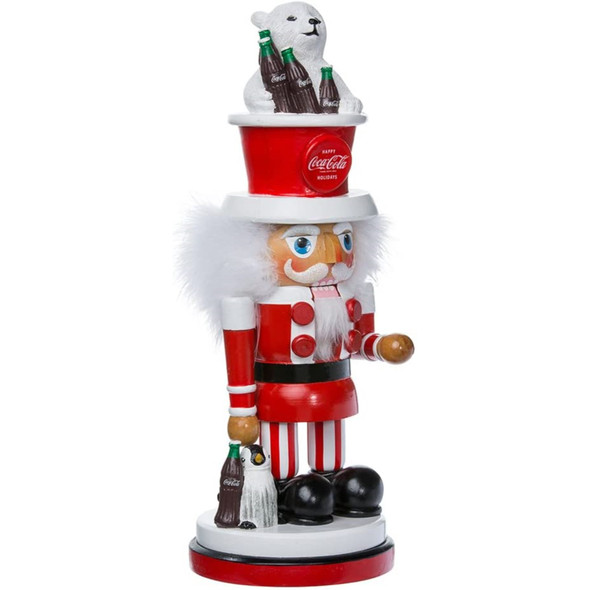 Kurt Adler Coke Nutcracker with Polar Bear Hat, 15"