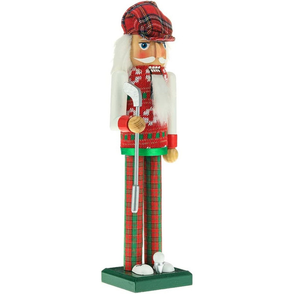 Kurt Adler Wooden Nutcracker, Red and Green Golfer 15"