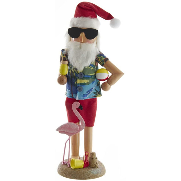 Kurt Adler Wooden Beach Santa Nutcracker, 15.5"