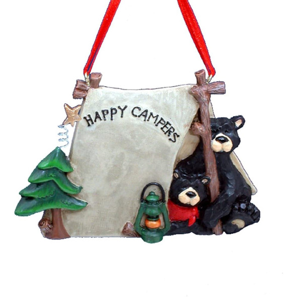 Kurt Adler Resin Ornament for Christmas Tree, Black Bears in a Tent Kurt Adler Resin Ornament for Christmas Tree, Black Bears in a Tent