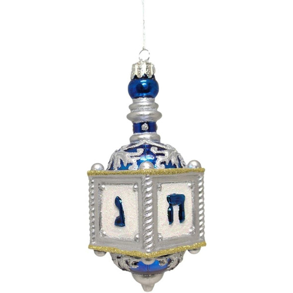 Kurt Adler Ornament For Christmas Tree, Noble Gems Glass Dreidel