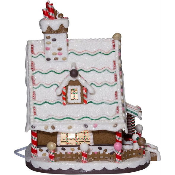 Kurt Adler Lighted Claydough Tabletop Holiday Décor, Christmas Gingerbread House, 12"