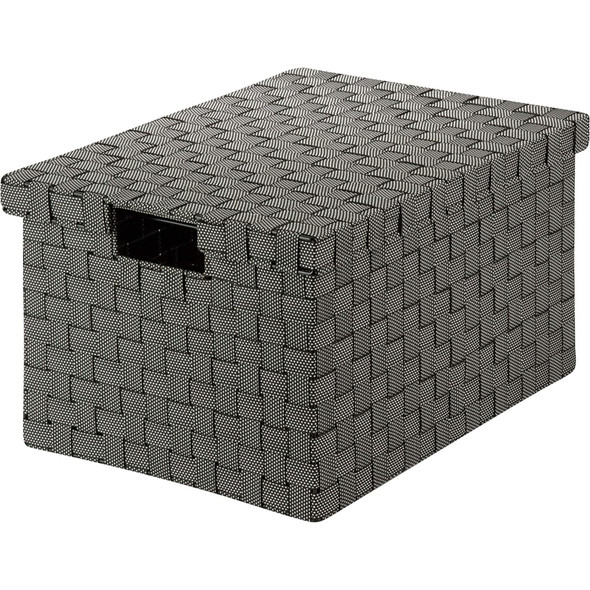 Honey Can Do Woven Large File Box for Office Organization, Black and White